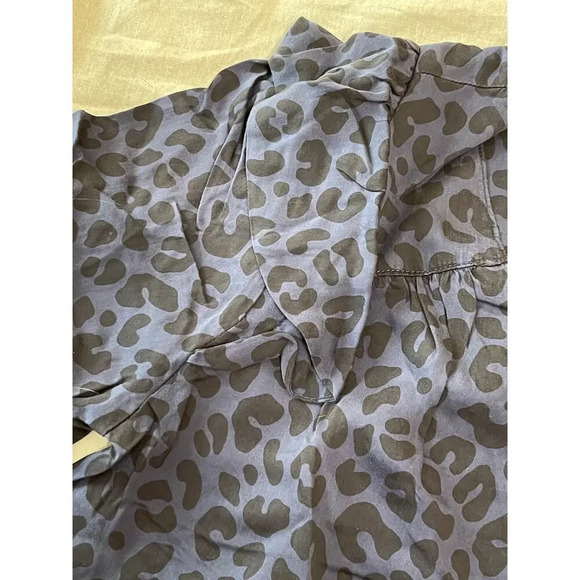 NWT Marine Layer Size Small Rory Long Sleeve Ruffle Blouse Cheetah Blue Purple - Picture 5 of 11